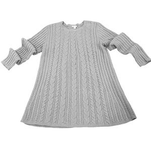 J Jill Chenille Cable Knit Sweater Dress Gray Size S Chunky Cozy Comfy Feminine